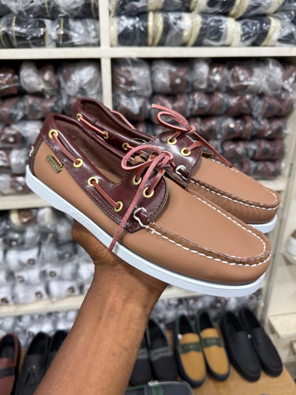 Chaussure Bateau Tricolore/ baladeuse homme de style Sebago/ mocassin